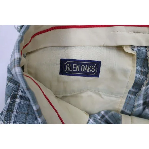 Vtg 70s Rockabilly Mens 34x32 Knit Wide Leg Bell Bottoms Chino Pants Plaid USA